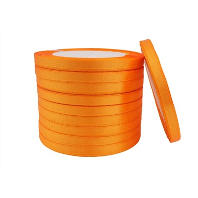 Однотонная атласная лента (ярко-оранжевый), 6мм * 250 ярдов