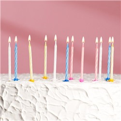 Свечи для торта «Спираль», 5 см, набор: 24 шт и 12 подставок