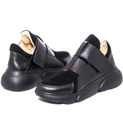 Женские кожаные кроссовки DeLis DeL3101-1 Черный кожа+замш: Под заказ