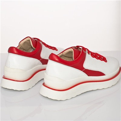 Женские кожаные кроссовки V.Arimany V1286 Белый+Красный: Под заказ