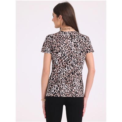 футболка 1ЖДФК3302001н; черный леопард на коричневом