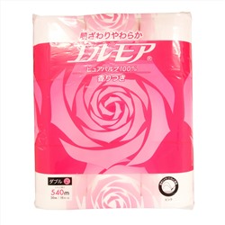 Ароматизированная однослойная туалетная бумага Kami Shodji, ELLEMOI, 55 м, розовая (12 рулонов)