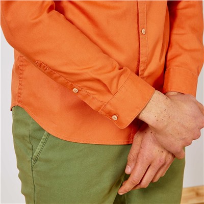 Зауженная рубашка с воротником 'мао' - оранжевый
