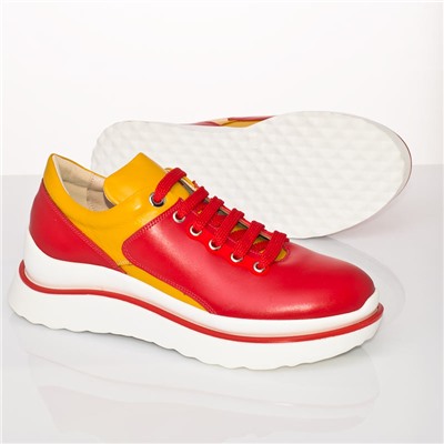 Женские кожаные кроссовки V.Arimany V1286 Красный+Желтый: Под заказ