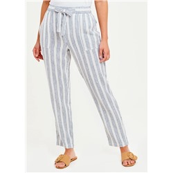 Stripe Tapered Linen Trousers