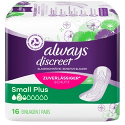 always Hygieneeinlagen Blasenschwäche Discreet Small Plus, 16 St, Олвейс Дискретные Прокладки Смолл +, 16шт