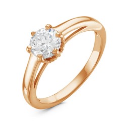 Золотое кольцо с бесцветным фианитом - 1044