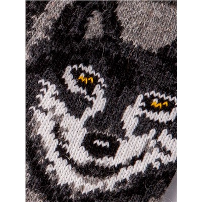 Носки мужские шерстяные, собака с желтыми глазами, темно-серый (размер универсальный)