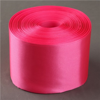 Лента атласная, 100 мм × 100 ± 5 м, цвет ярко-розовый