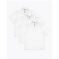 3pk Girls' Longer Length Easy Iron School Shirts (4-18 Yrs)