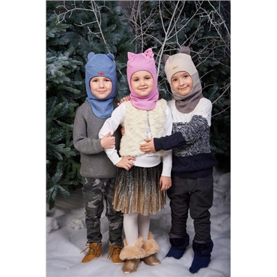 Арт.102 Шлем зимний для девочек "Кошечка"