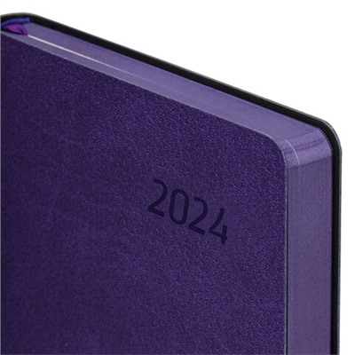 Ежедневник датированный 2024 А5 138x213 мм BRAUBERG "Stylish", под кожу, гибкий, фиолетовый, 114892