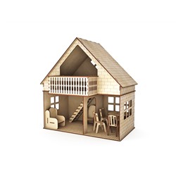Кукольный домик с балконом мебелированный