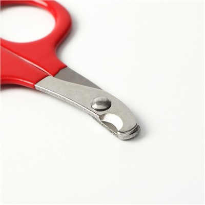 Ножницы-когтерез с удлиненным упором для пальцев, отверстие 7 мм, красные
