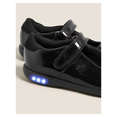 Kids' Leather Flashing Light School Shoes (8 Small - 1 Large)