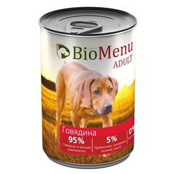 Консервы BioMenu ADULT для собак говядина 95%-мясо , 410гр