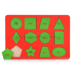 Игра логическая "Геометрия Монтессори" 28х19 см кrрасный / зеленый