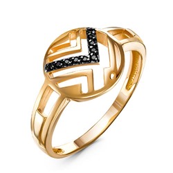 Золотое кольцо с черными фианитами - 1056