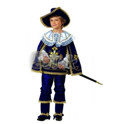Детский карнавальный костюм МУШКЕТЁР Короля синий (К-премьер) 910