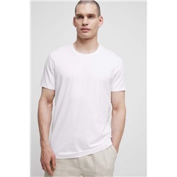 T-shirt bawełniany męski gładki z domieszką elastanu kolor biały