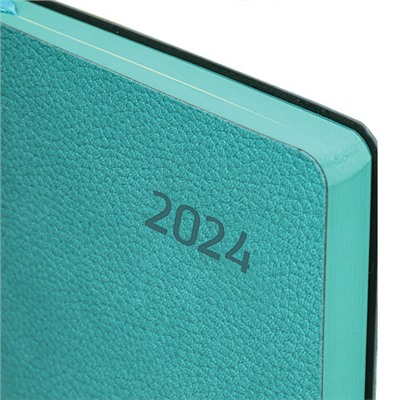 Ежедневник датированный 2024 А5 138x213 мм BRAUBERG "Stylish", под кожу, гибкий, бирюзовый, 114893