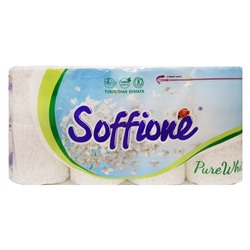 Туалетная бумага Soffione Pure white, 2 сл., 8 рул., белая
