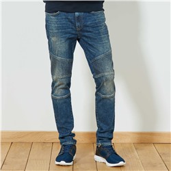 Узкие джинсы в байкерском стиле - голубой