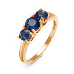 Золотое кольцо с синими фианитами - 583