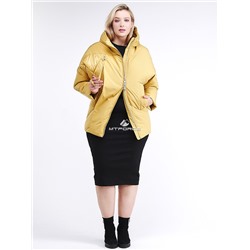 Женская зимняя классика куртка стеганная желтого цвета 76-912_56J