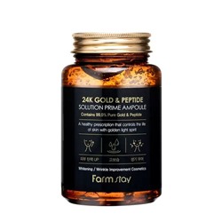 Farm Stay Ампульная сыворотка для лица с 24-каратным золотом и пептидами / 24K Gold & Peptide Solution Prime Ampoule, 250 мл