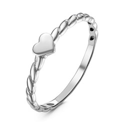 Серебряное кольцо с сердечком  -  1025