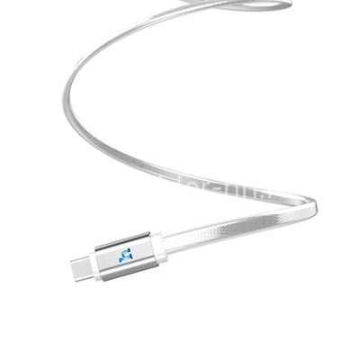 USB кабель для USB Type-C 1.2м HOCO UPL12 Plus LED индикатор;3A; силиконовая оплетка (серебро)