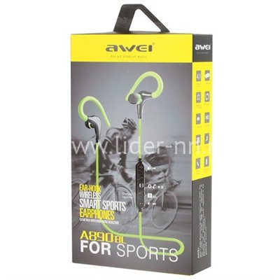 Наушники MP3/MP4 AWEI (A890BL) SPORT Bluetooth вакуумные черные