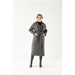 Пальто женское демисезонное 25417 (черно-серый)