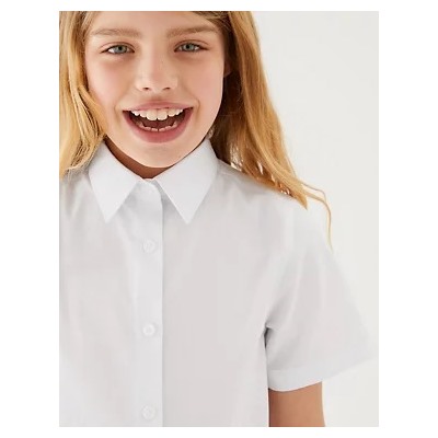 3pk Girls' Longer Length Easy Iron School Shirts (4-18 Yrs)