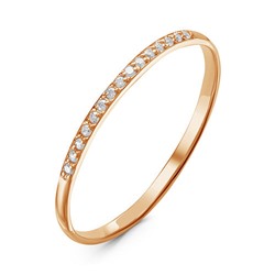 Золотое кольцо с бесцветными фианитами -  1027
