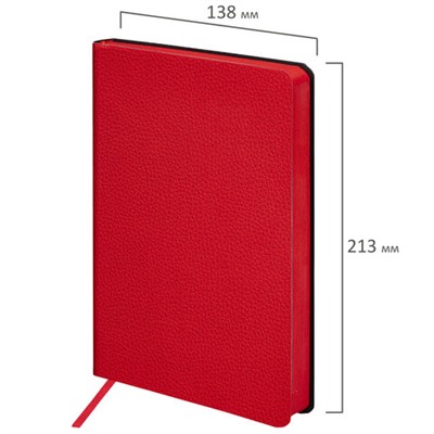 Ежедневник недатированный А5 (138х213 мм) BRAUBERG "Stylish", кожзам, гибкий, 160 л., красный, 111865