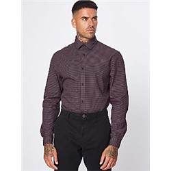 Burgundy Mini Check Long Sleeve Shirt