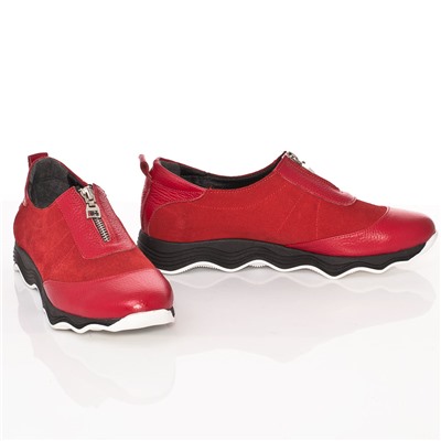 Женские кожаные кеды Shik Shoes Shik1239 Красный + замша: Под заказ