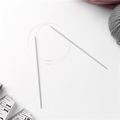 Спицы круговые, для вязания, с тефлоновым покрытием, с пластиковой леской, d = 2 мм, 14/80 см