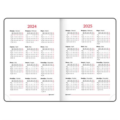 Ежедневник датированный 2024 А5 138x213 мм BRAUBERG "Vista", под кожу, "Pomegranate", 114946