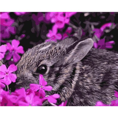 Картина по номерам 40х50 - Кролик в цветах