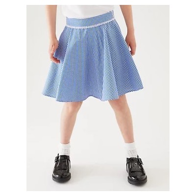 Girls' Pure Cotton Gingham Skater School Skirt (2-14 Yrs)