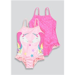 Girls 2 Pack Unicorn Swimming Costumes (3mths-6yrs)