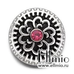 Кнопка Noosa розовый цветок на черном