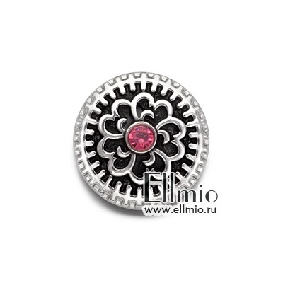 Кнопка Noosa розовый цветок на черном
