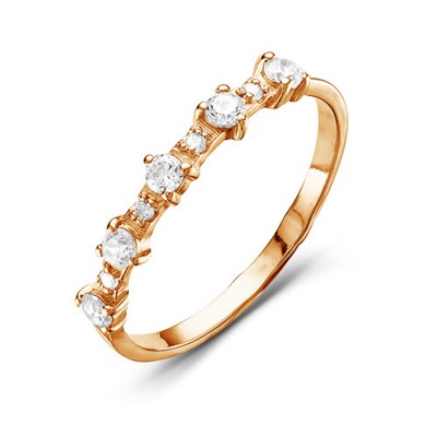Золотое кольцо с бесцветными фианитами - 177