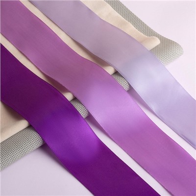 Набор атласных лент, 3 шт, размер 1 ленты: 50 мм × 23 ± 1 м, цвет фиолетовый спектр