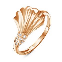 Золотое кольцо с бесцветными фианитами "Бали"- 1063