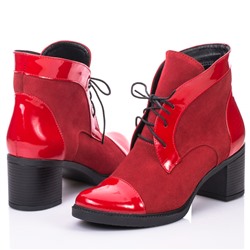 Женские кожаные ботинки Shik Shoes Shik4045 Красный Лак+Замш: Под заказ